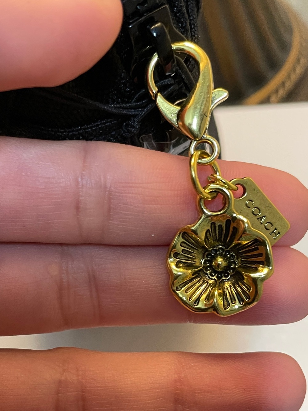 Coach Gold Floral Charm Keychain